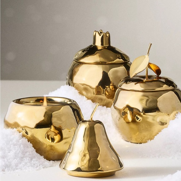 Anthropologie Pomme Rouge Ceramic Fruit Candle NWT Pomegranate - Picture 2 of 3